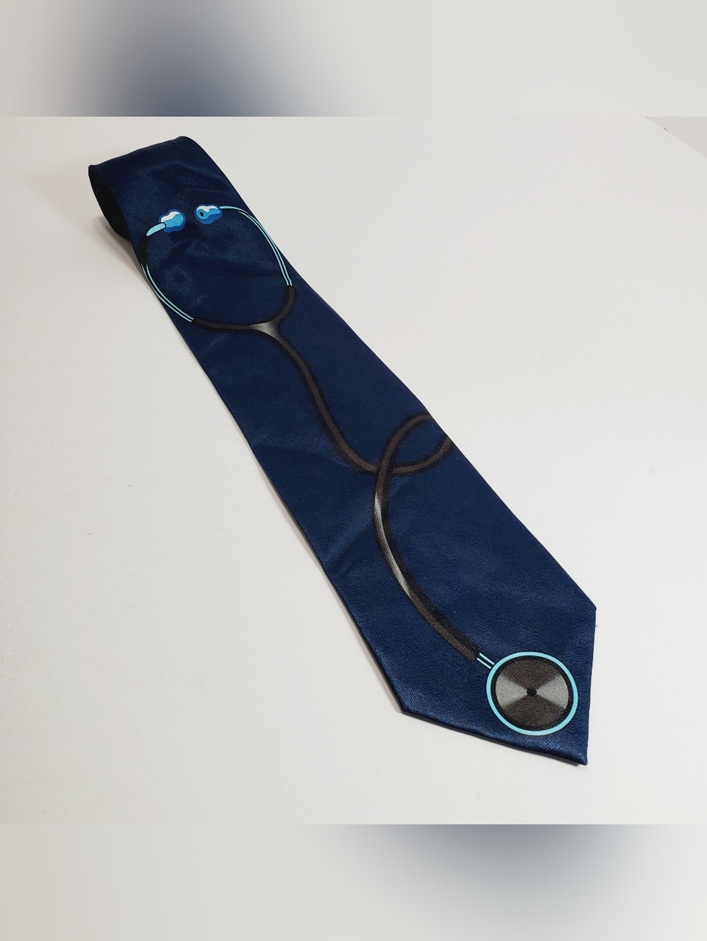 Ralph Marlin Blue Stethoscope Pattern Men's Neck Tie 57x3.75"